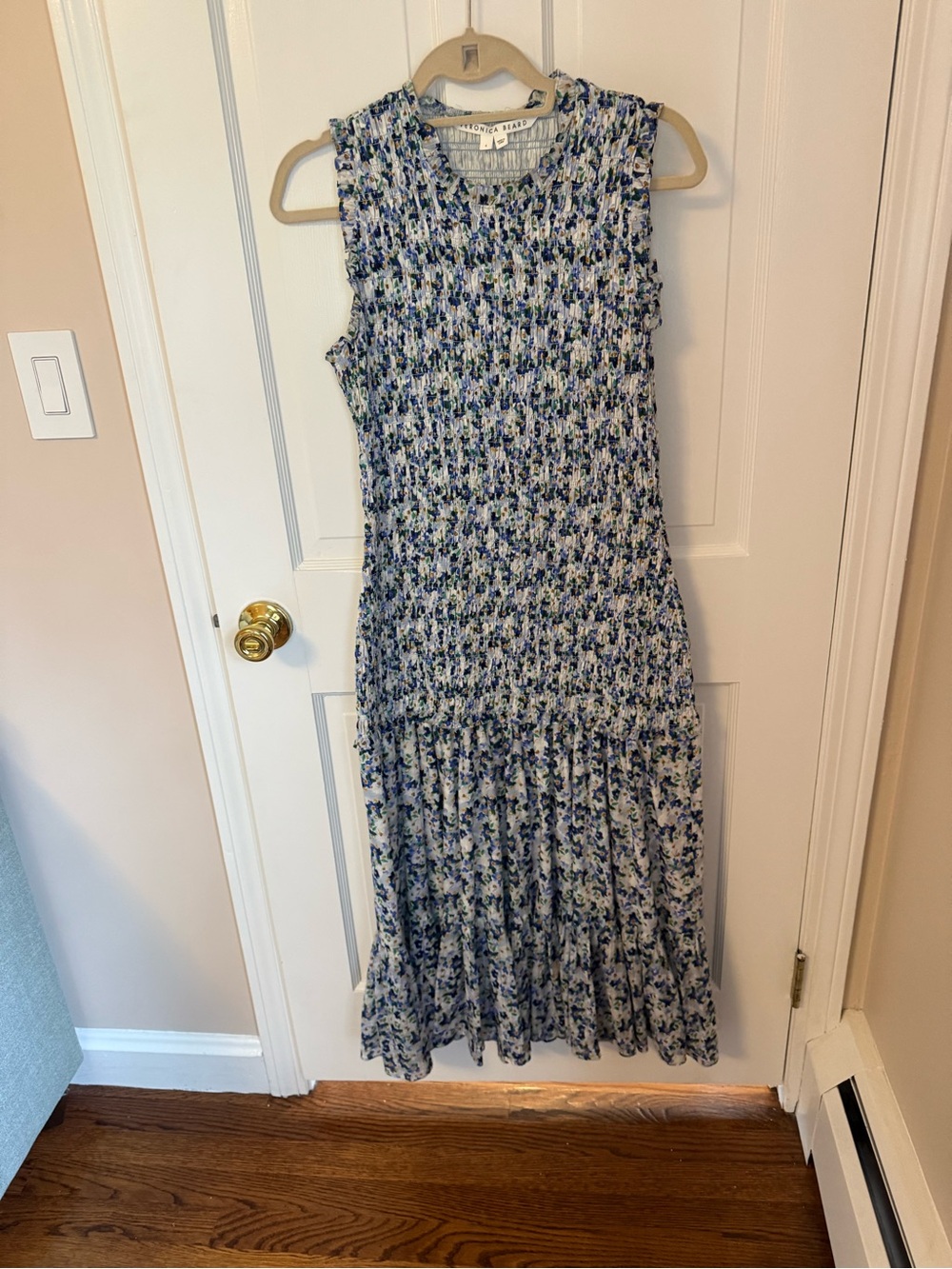 Veronica Beard Sleeveless Floral Midi Dress in Blue